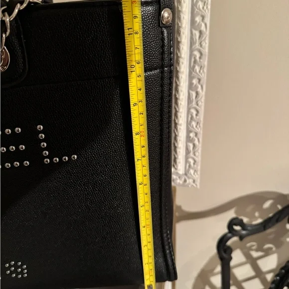 FAUX leather Black Tote with Silver Details - Picture 8 of 10